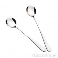 EXIU Chic 2Pcs Long Handle Stainless Steel Tea Coffee Spoons Ice Cream Cutlery - B01GKUSGEU